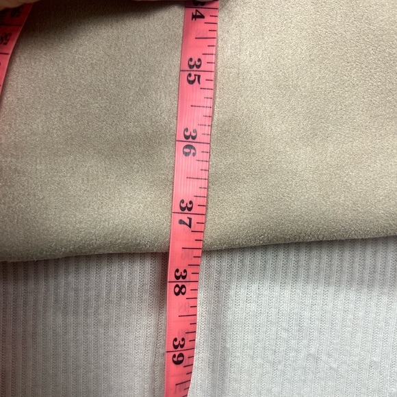 Calvin Klein Size 10 Faux Suede Sheath Dress Front Zipper Logo Pull Short Sleeve - Picture 11 of 12